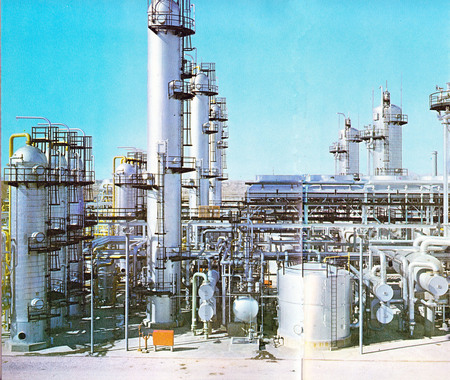 Oil refineries like this one process crude oil into useful products.